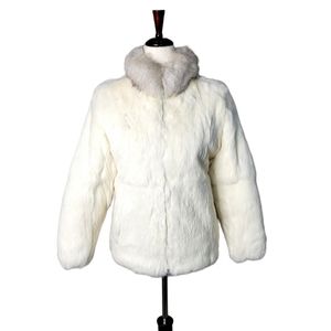 Vintage 1970s KC Collections Real White Fox and Dyed Rabbit Fur Coat